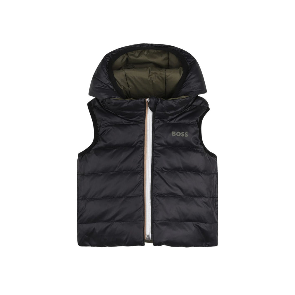Gilet imbottito per neonato Boss Kids nero reversibile verde J53506 63D BOSS KIDS