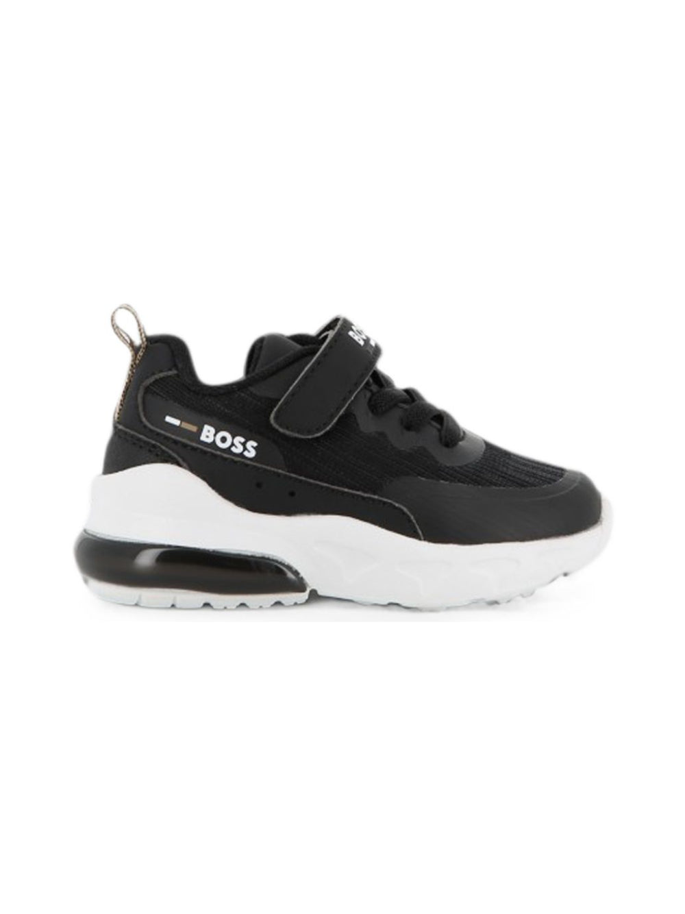 Sneakers per bambino Boss Kids nere con stampa con logo laterale J53543 09B BOSS KIDS