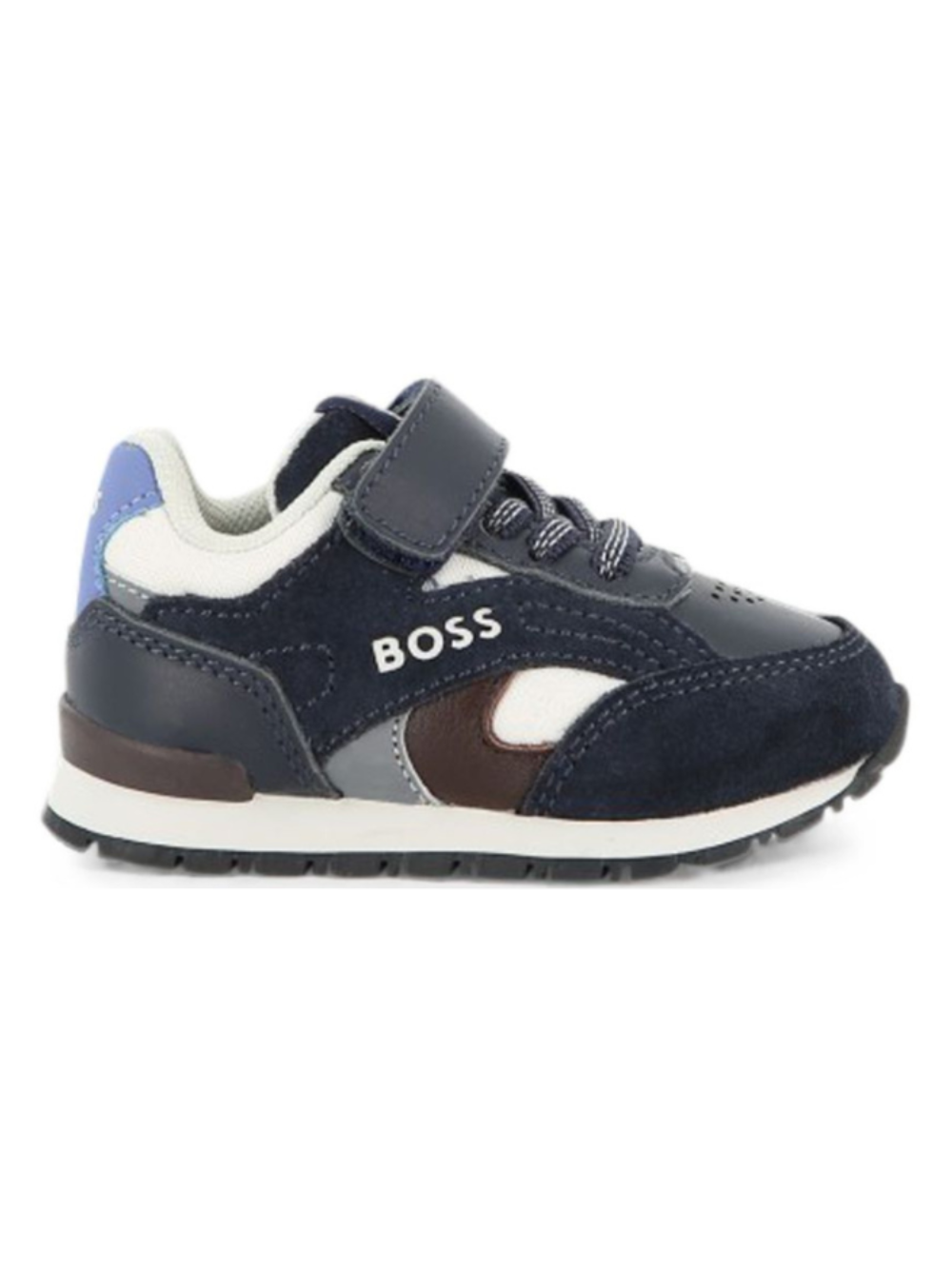 Sneakers per bambino Boss Kids blu con design a inserti J53544 849 BOSS KIDS