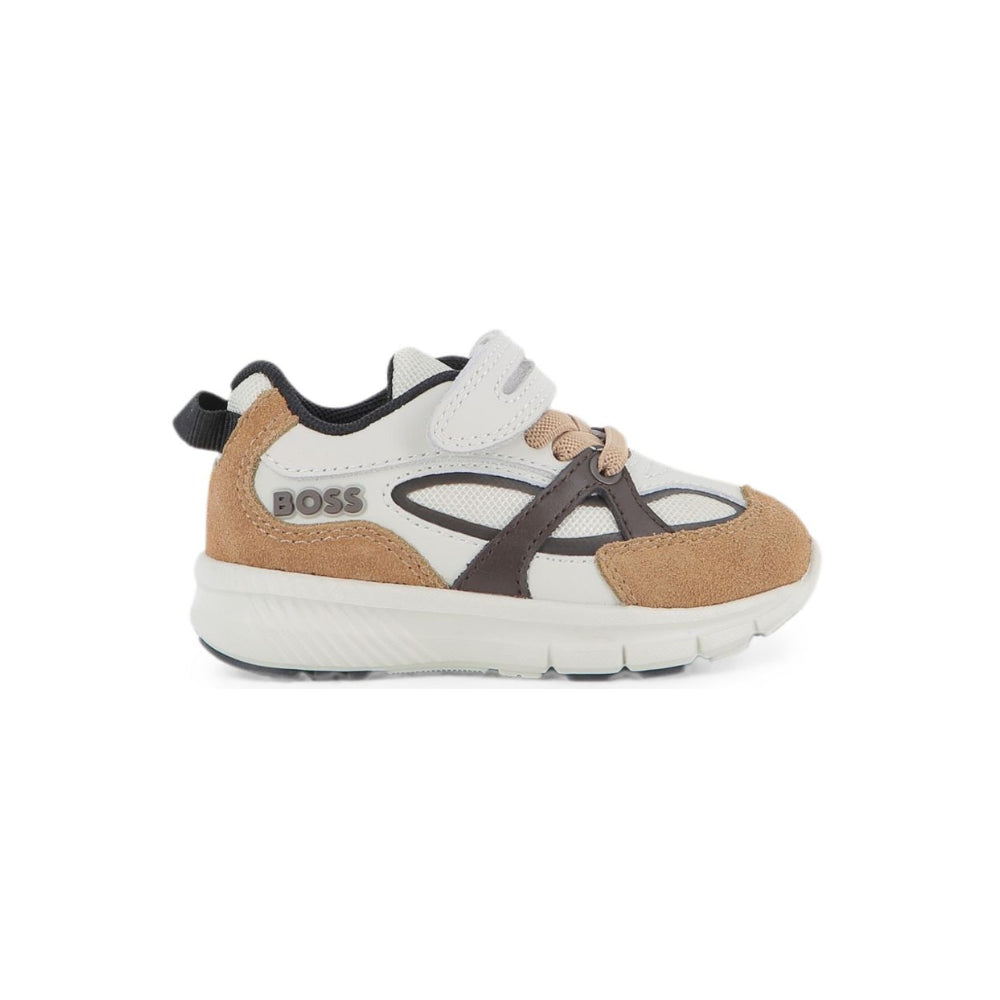 Sneakers per bambino Boss Kids beige con inserti in rete J53545 343 BOSS KIDS