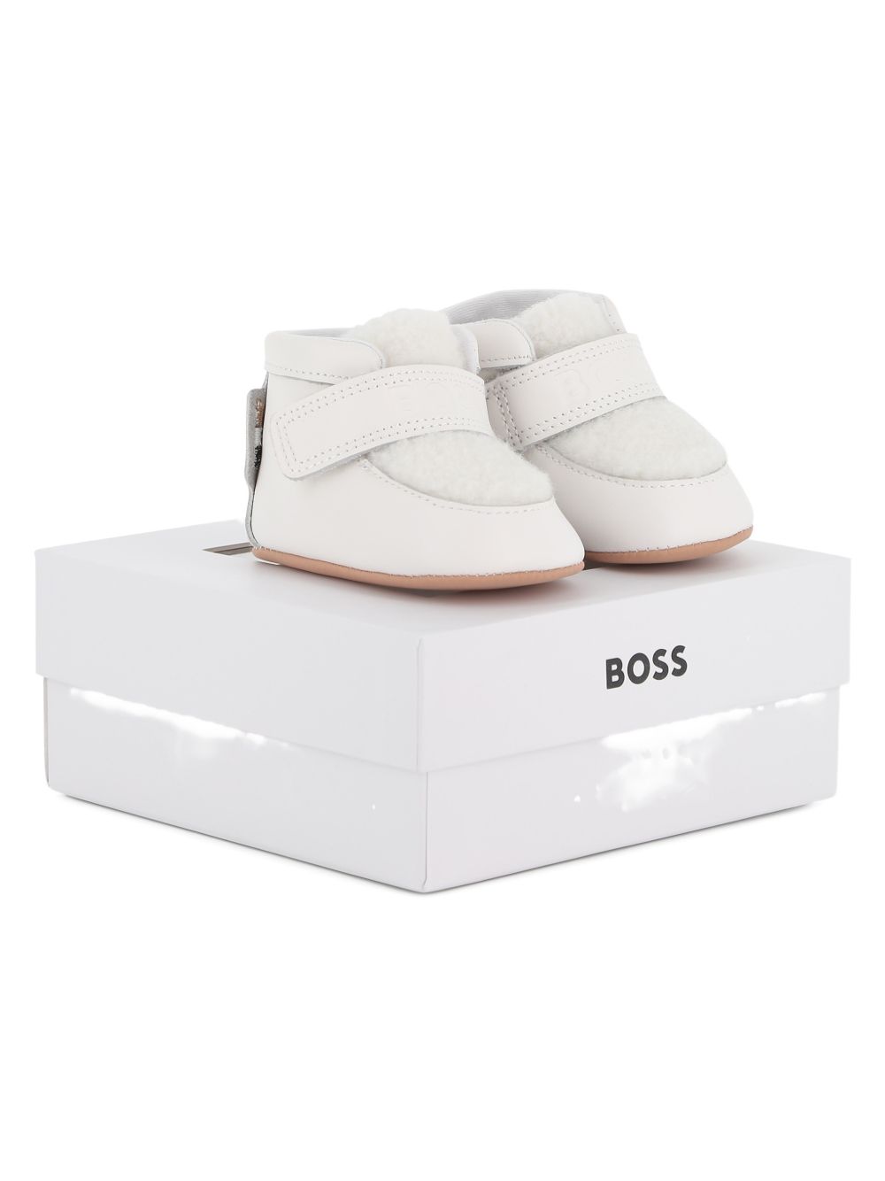 Stivali per neonato Boss Kids bianchi con logo inciso J53551 120 BOSS KIDS