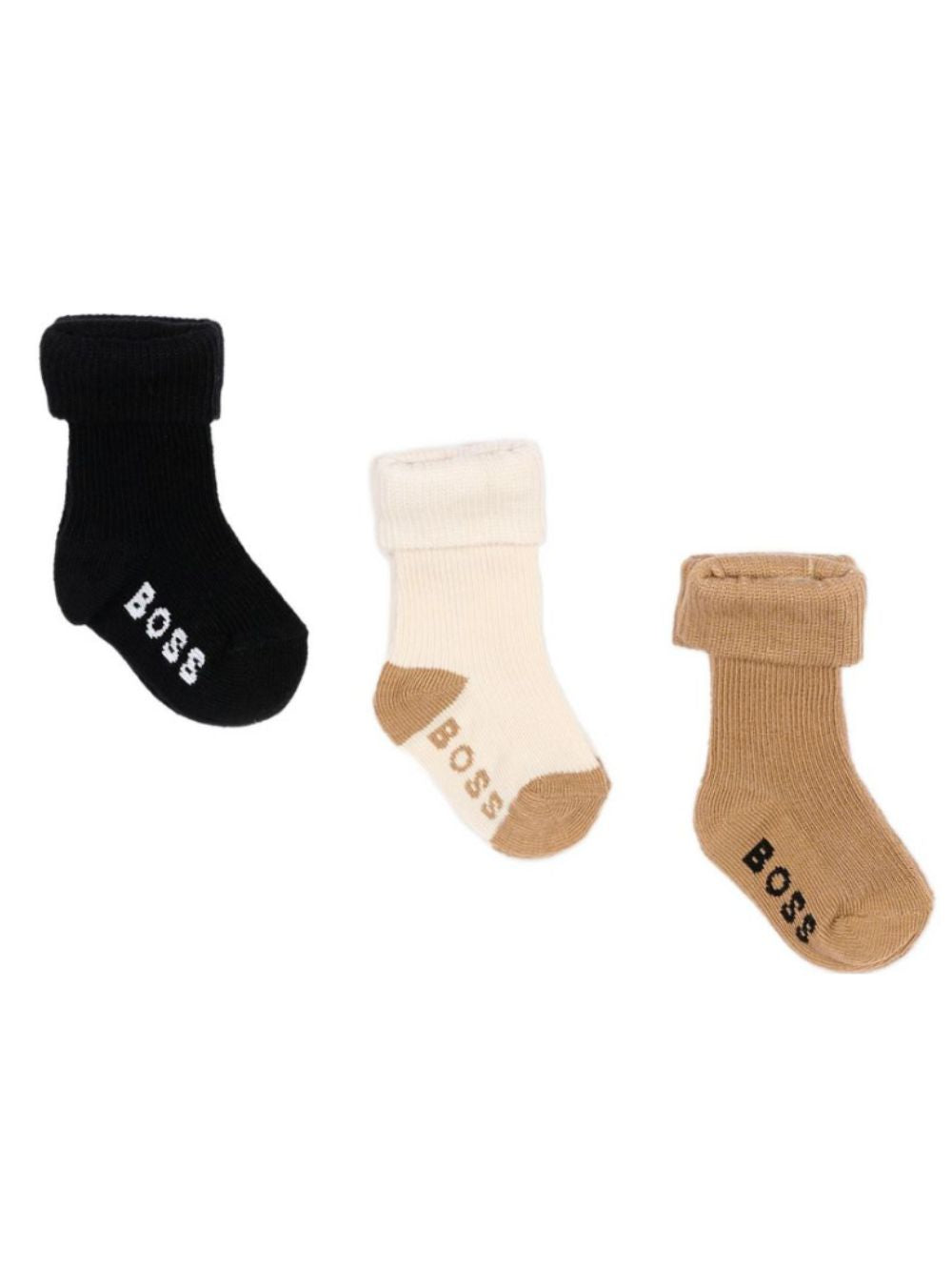 Tre paia di calzini per neonato Boss Kids multicolore con logo ricamato J53568 269 BOSS KIDS