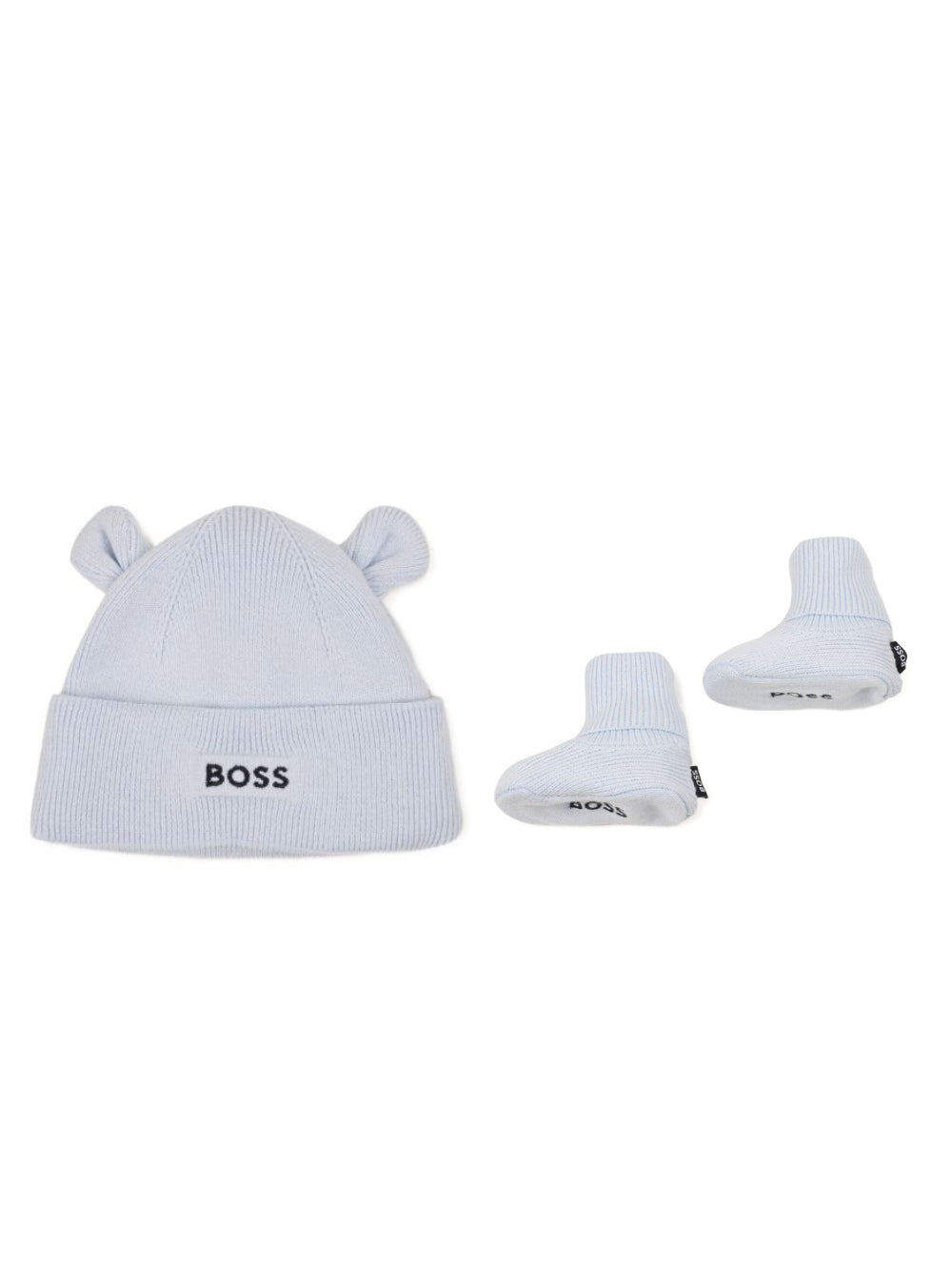 Set cappello e scarpine Boss Kids azzurro con logo sul davanti J53569 771 BOSS KIDS
