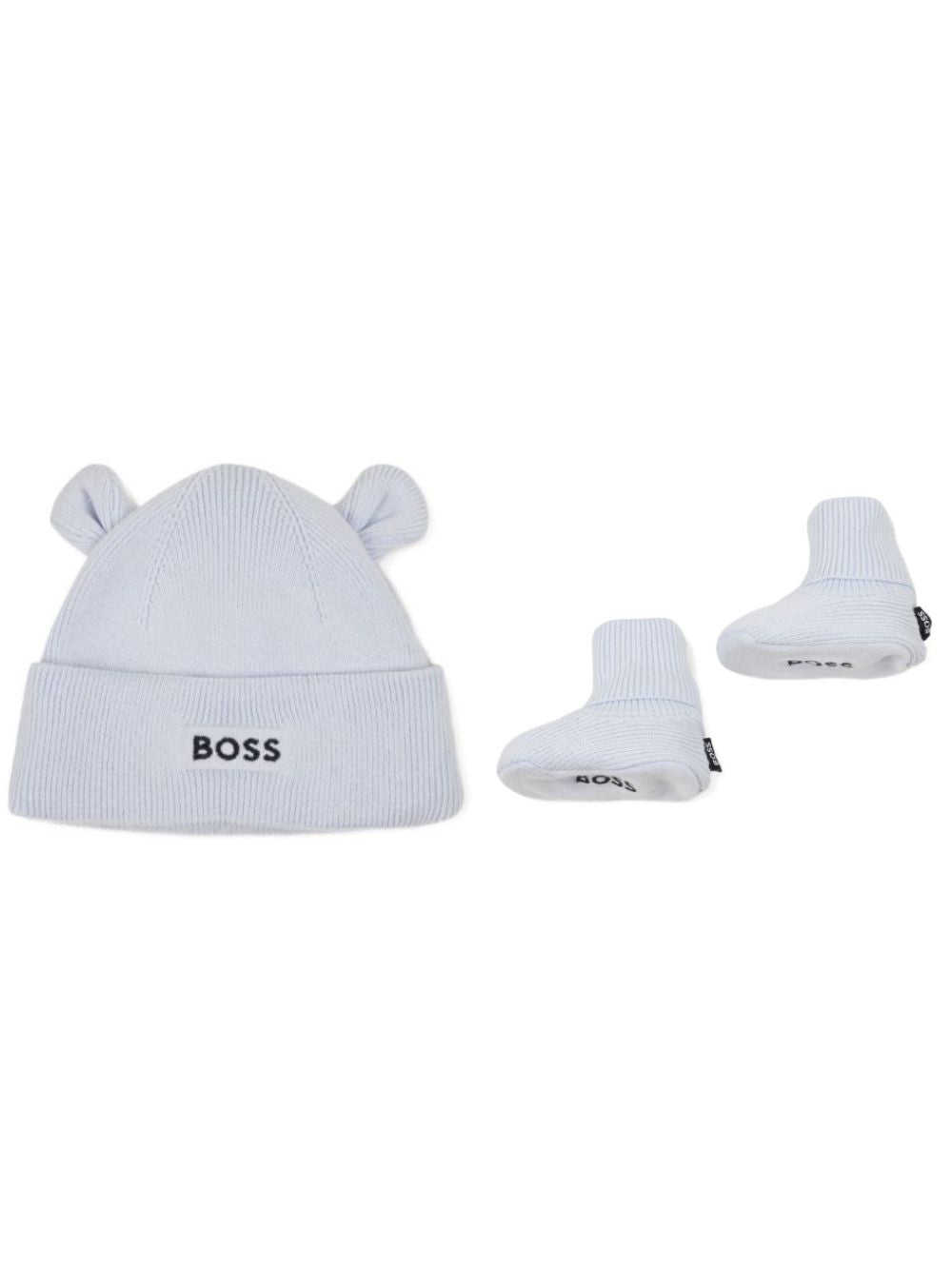 Set cappello e scarpine Boss Kids azzurro con logo sul davanti J53569 771 BOSS KIDS