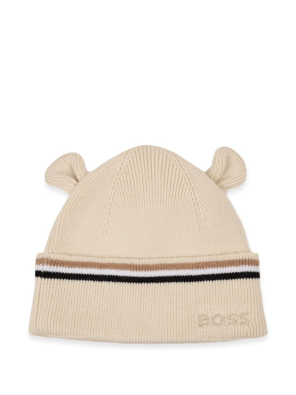 Set cappellino e scarpine primi passi per neonato Boss Kids biege con applicazione orecchie J53572 21K BOSS KIDS