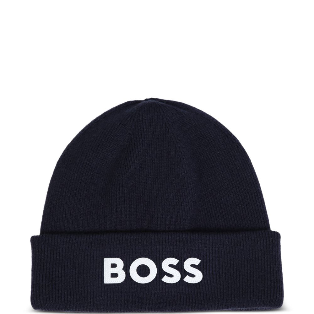 Cappello per bambino Boss Kids blu con lavorazione in maglia a coste J53584 849 BOSS KIDS