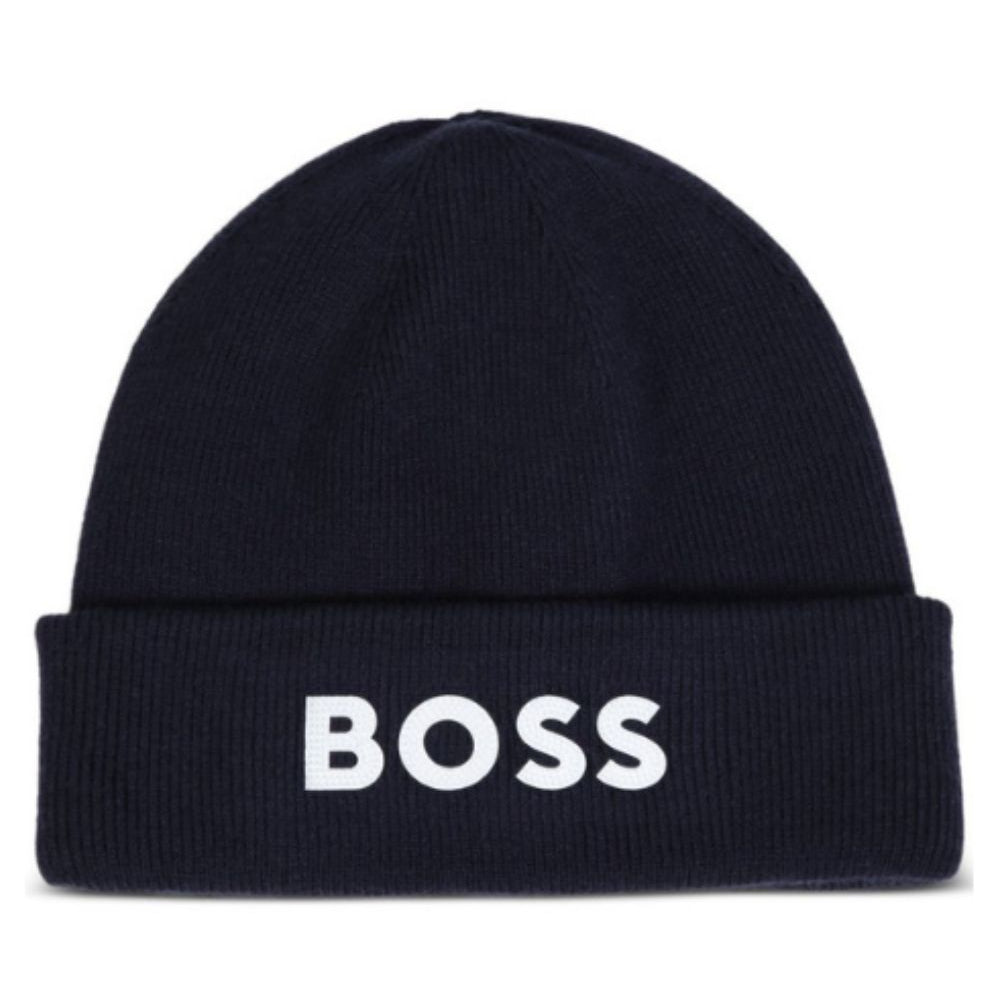 Cappello per bambino Boss Kids blu con lavorazione in maglia a coste J53584 849 BOSS KIDS