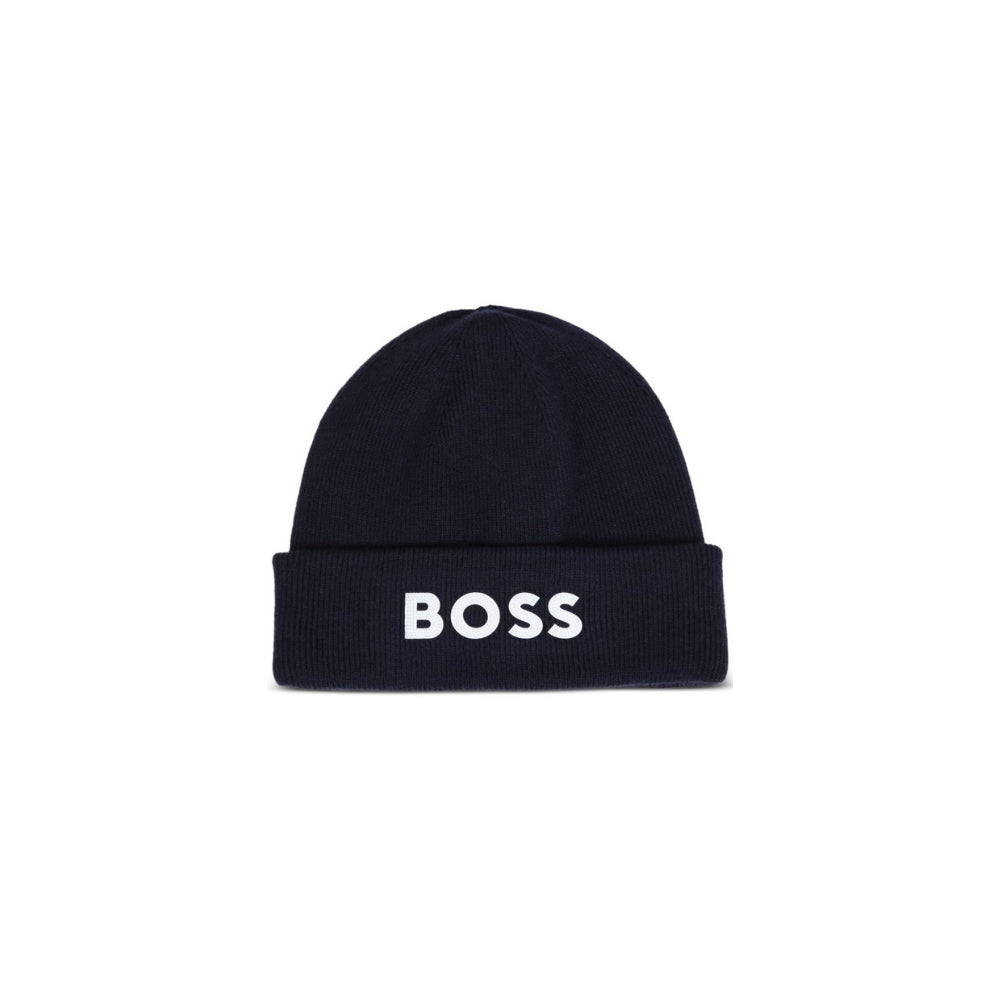 Cappello per bambino Boss Kids blu con lavorazione in maglia a coste J53584 849 BOSS KIDS
