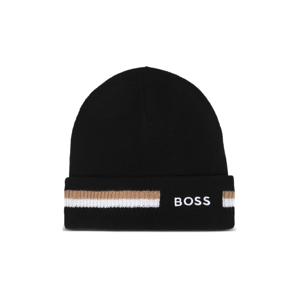 Berretto per bambino Boss Kids nero con logo ricamato J53586 09B BOSS KIDS