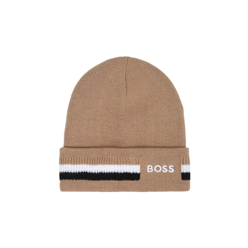 Berretto per bambino Boss Kids beige con logo ricamato J53586 269 BOSS KIDS