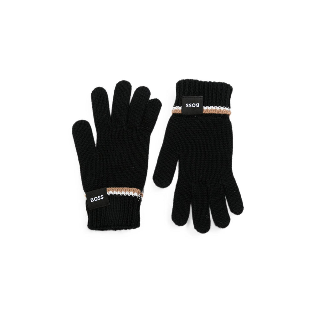 Guanti per bambino Boss Kids neri con patch con logo J53589 09B BOSS KIDS