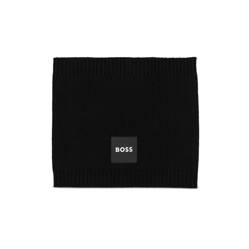 Sciarpa per bambino Boss Kids nera con applicazione logo sul davanti J53590 09B BOSS KIDS