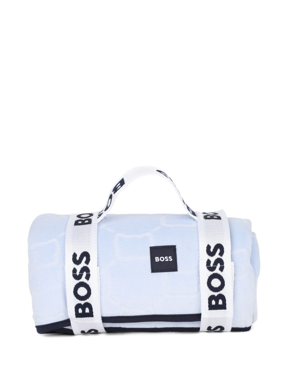 Coperta per neonato Boss Kids azzurra con logo sul davanti J53638 771 BOSS KIDS