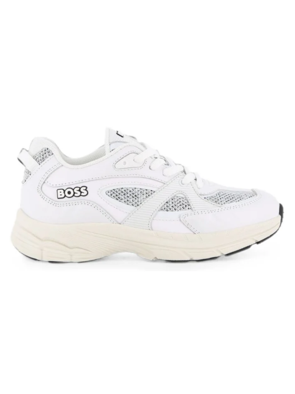 Sneaker per bambino Boss Kids bianche con inserti in rete J53642 10P BOSS KIDS