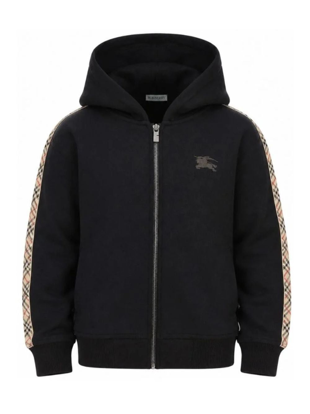 Felpa per bambini Burberry Kids nera con logo ricamato e zip 8108062 A1189 BURBERRY KIDS