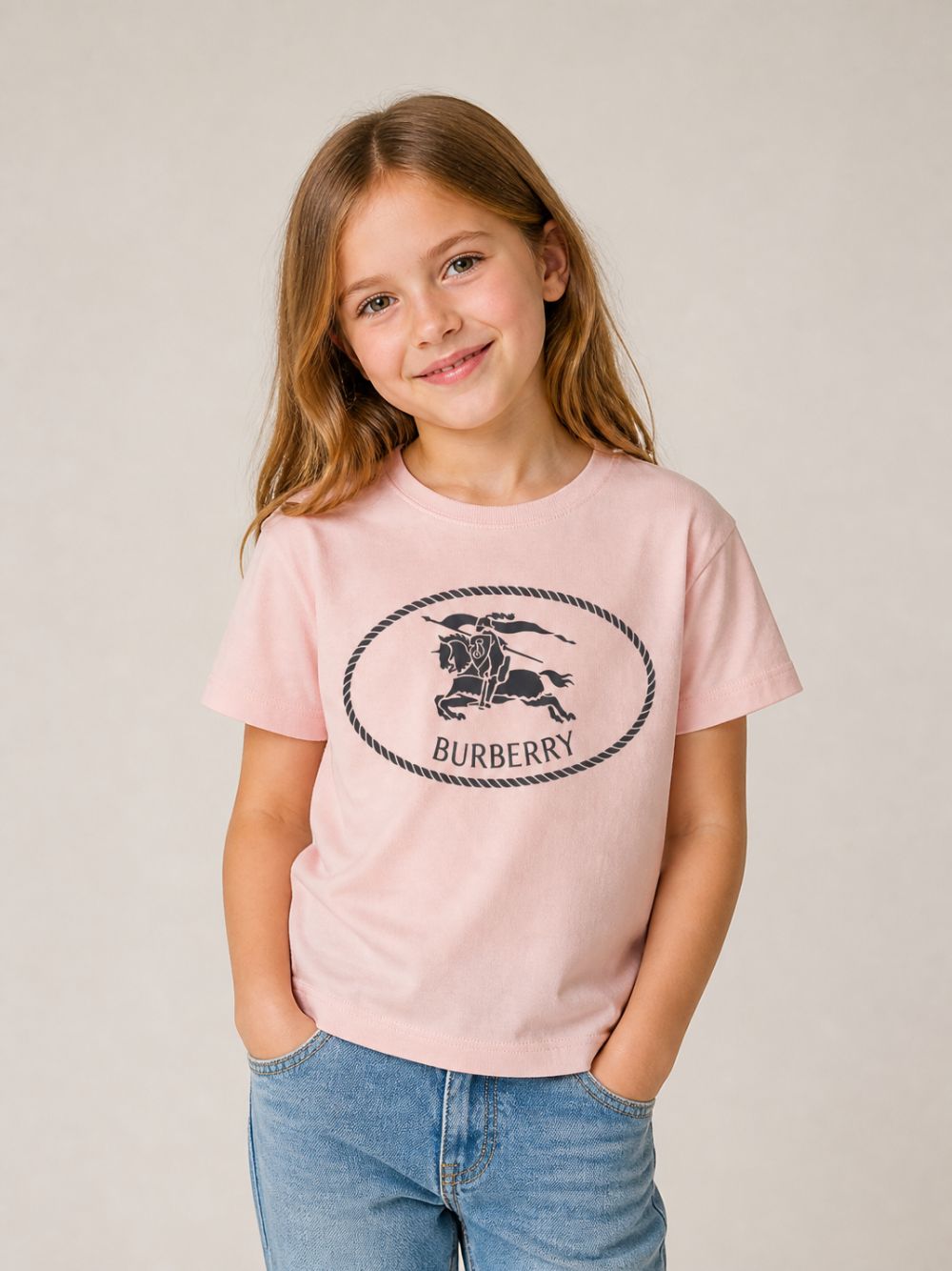T-shirt per bambina Burberry Kids rosa con stampa logo sul davanti 8125854 C2989 BURBERRY KIDS