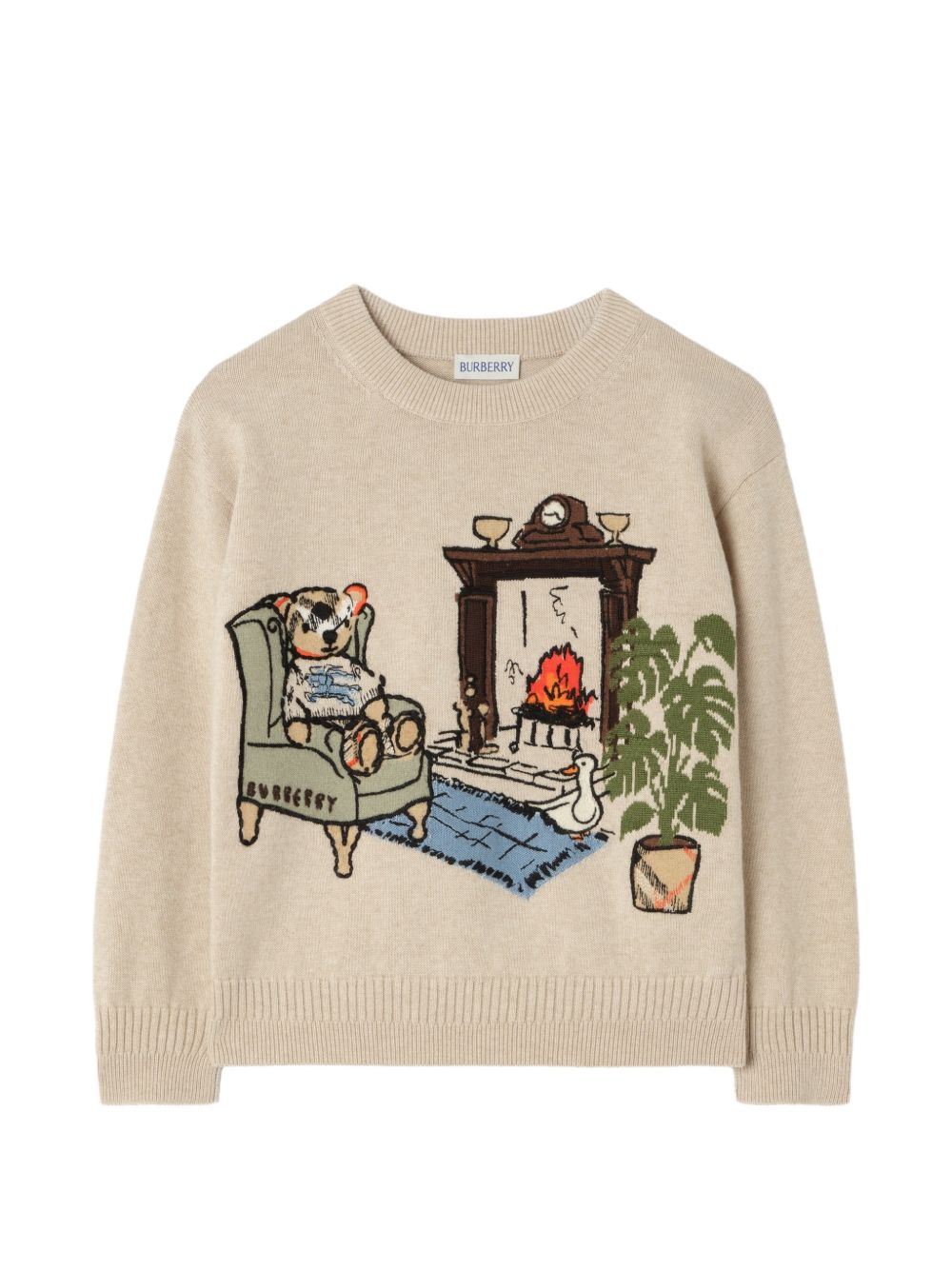 Maglione per bambini Burberry Kids beige con ricamo orsetto sul davanti 8125931 A4187 BURBERRY KIDS
