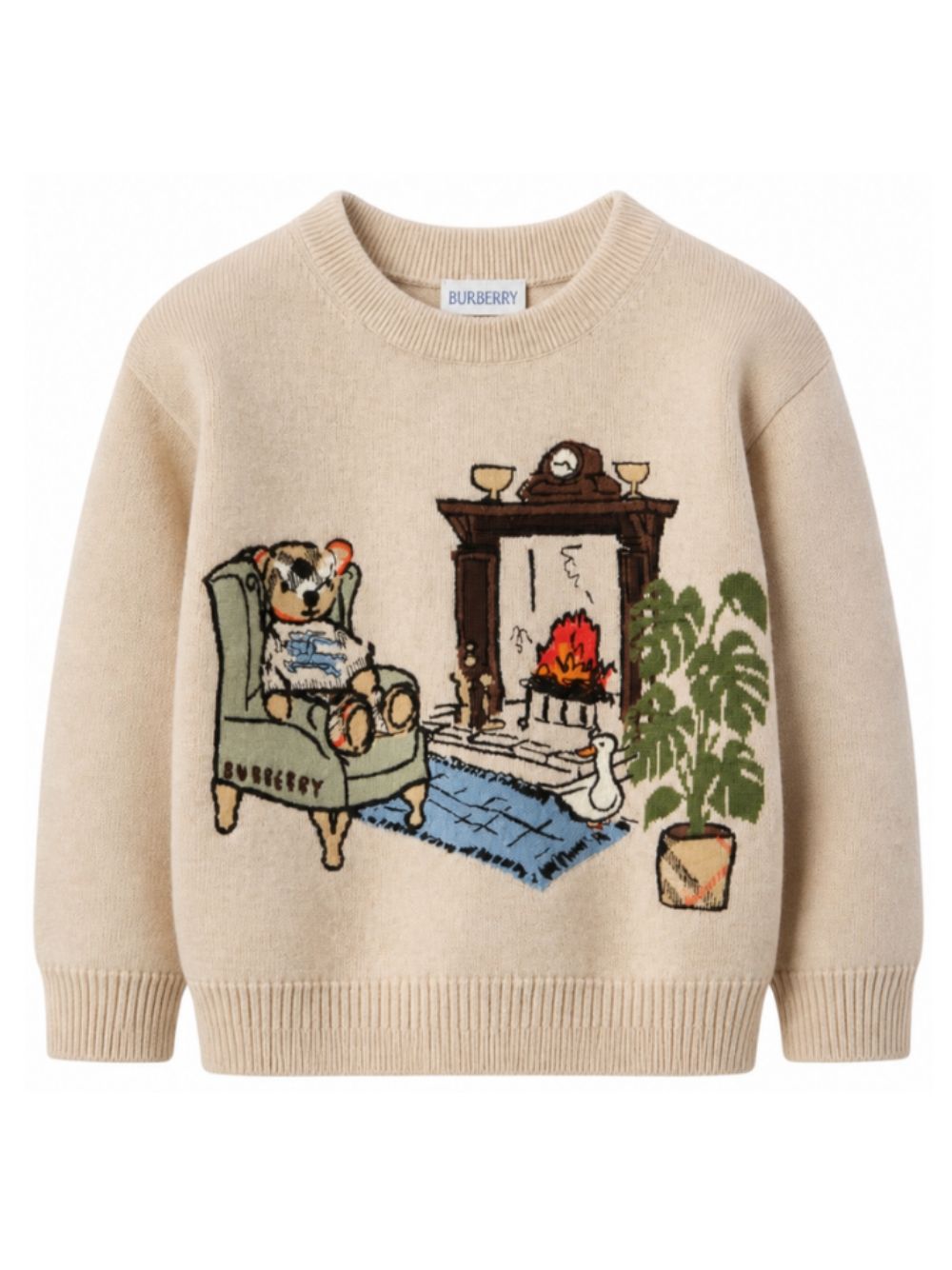 Maglione per bambini Burberry Kids beige con ricamo orsetto sul davanti 8125931 A4187 BURBERRY KIDS