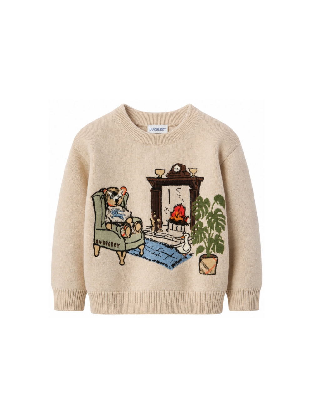 Maglione per bambini Burberry Kids beige con ricamo orsetto sul davanti 8125931 A4187 BURBERRY KIDS