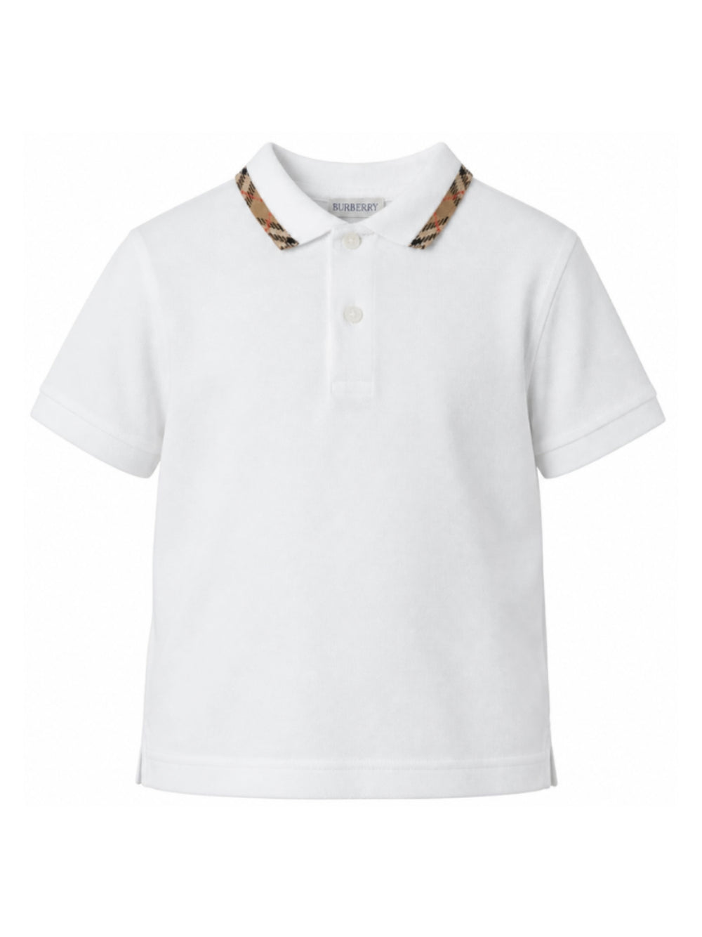 T-shirt per bambino Burberry Kids bianca con inserti con motivo Vintage Check 8126318 A1464 BURBERRY KIDS