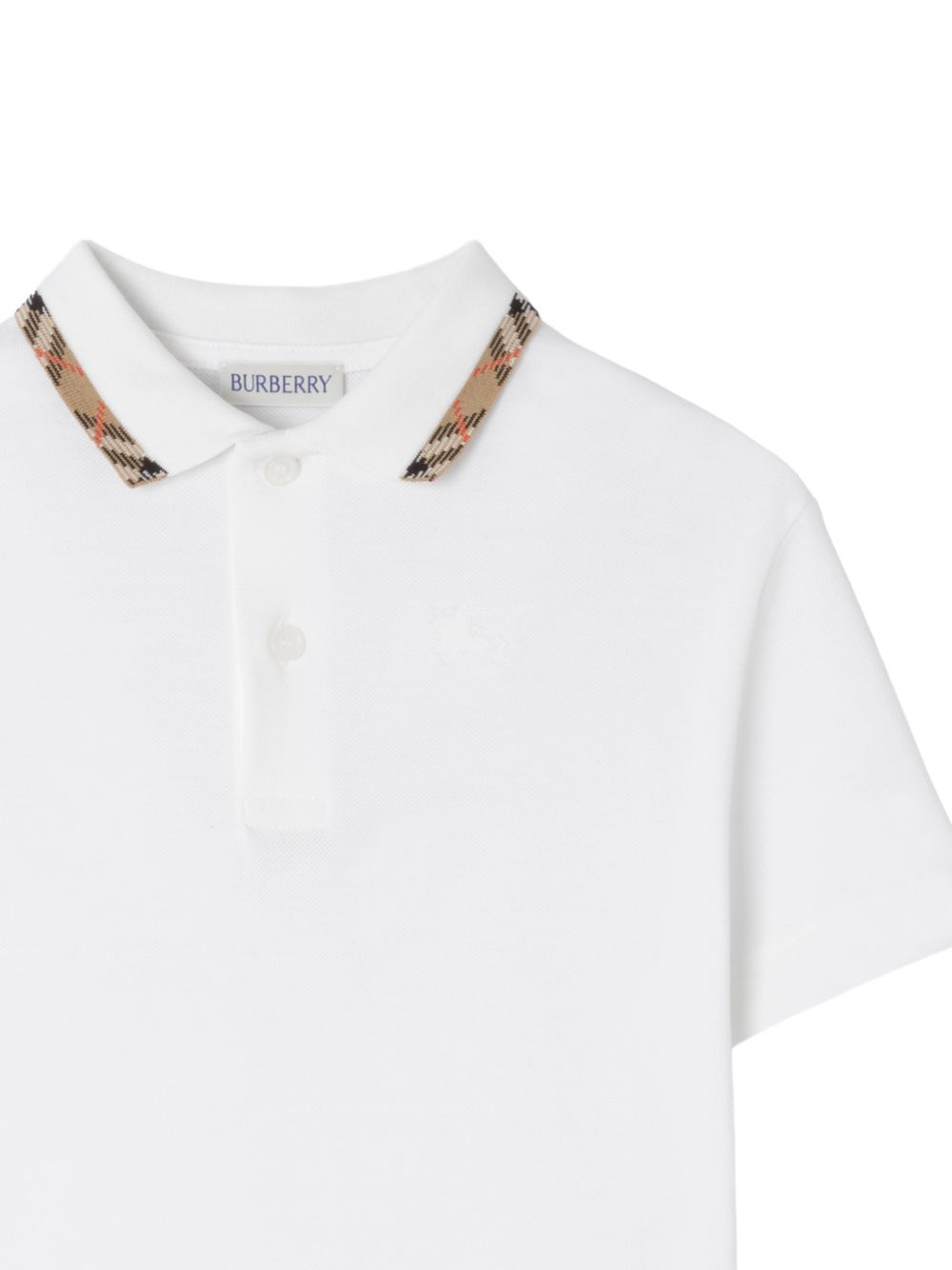 T-shirt per bambino Burberry Kids bianca con inserti con motivo Vintage Check 8126318 A1464 BURBERRY KIDS