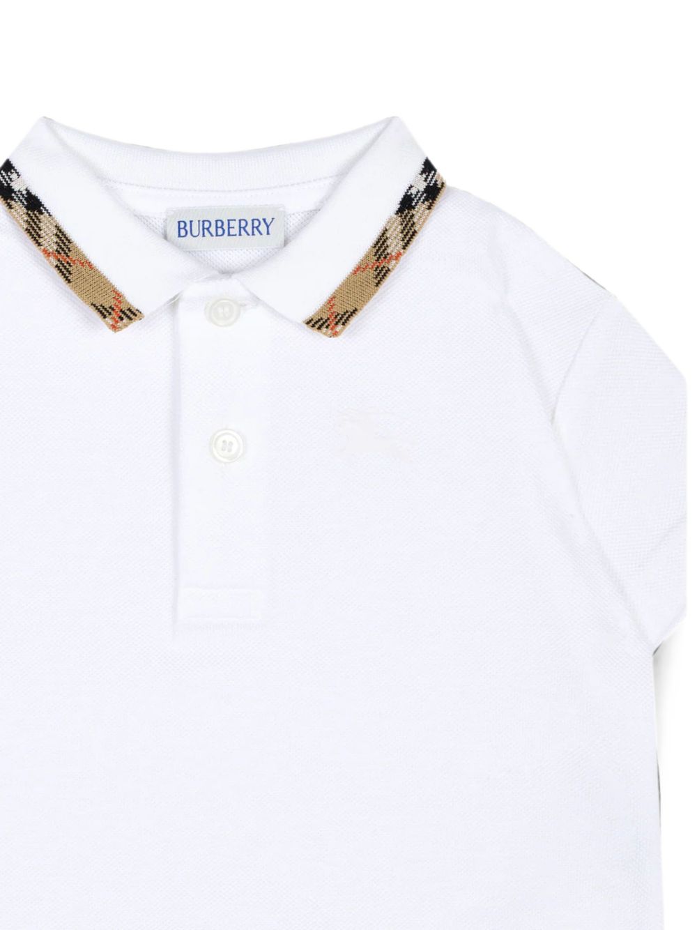 T-shirt per neonato Burberry Kids bianca con dettagli con motivo Vintage Check 8126808 A1464 BURBERRY KIDS