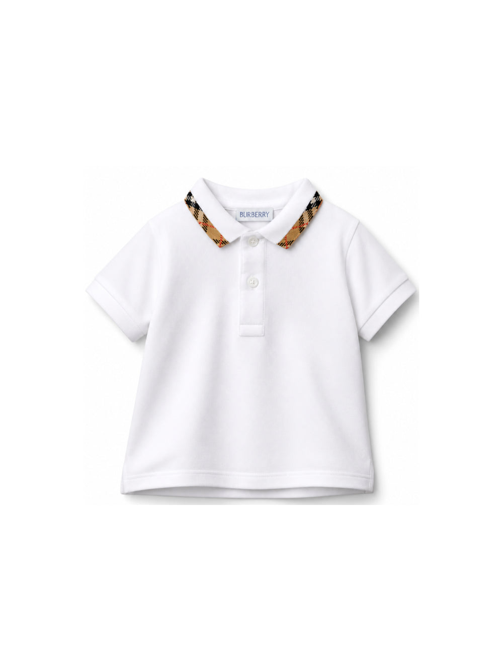 T-shirt per neonato Burberry Kids bianca con dettagli con motivo Vintage Check 8126808 A1464 BURBERRY KIDS
