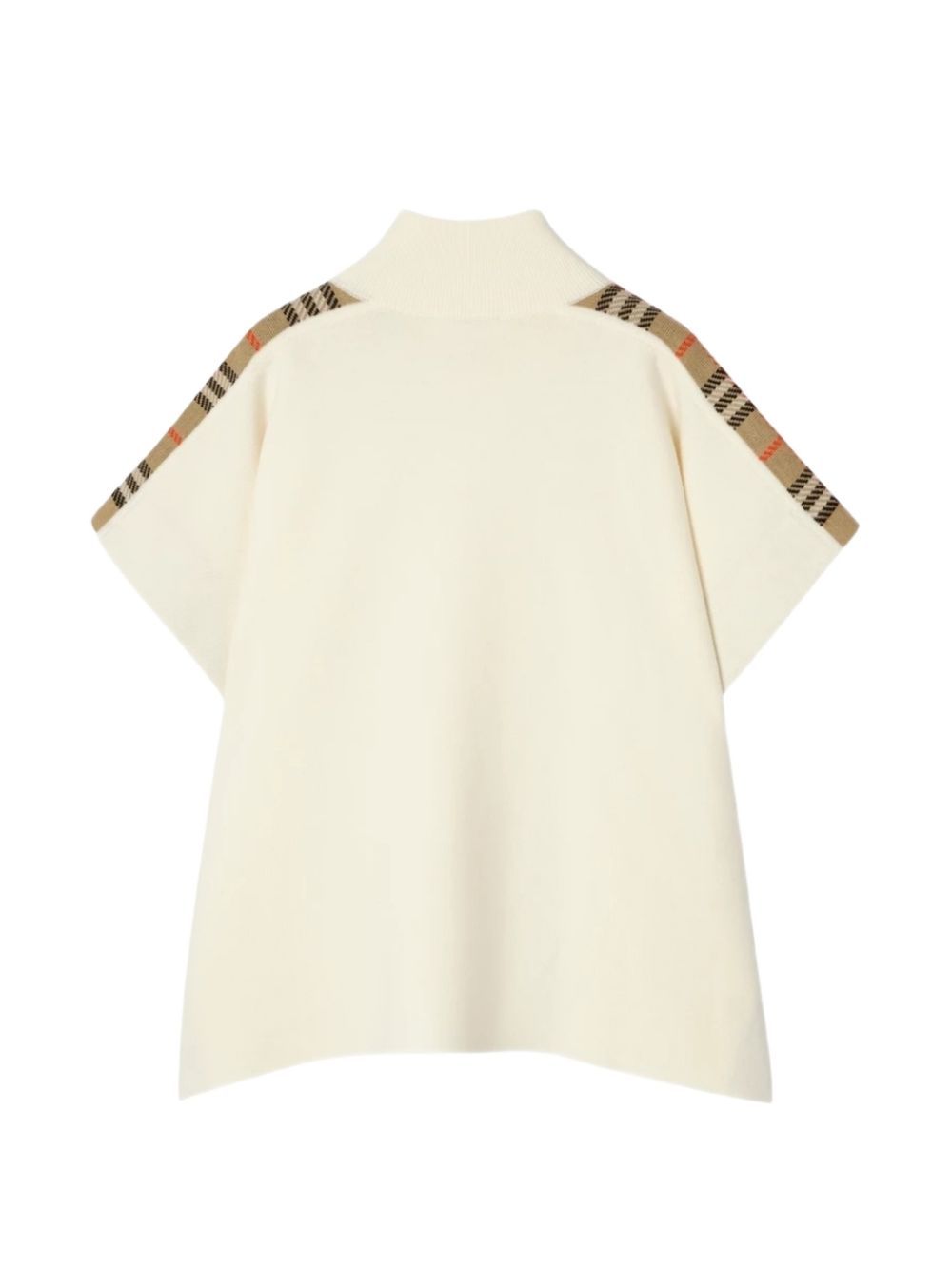 Mantella in lana per bambini Burberry Kids bianca con cerniera e finiture a quadri 8129144 A5933 BURBERRY KIDS