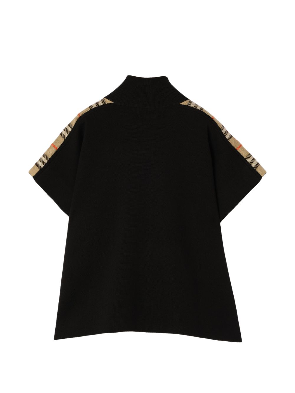 Mantella in lana per bambini Burberry Kids nera con finiture a quadri 8129887 C1462 BURBERRY KIDS