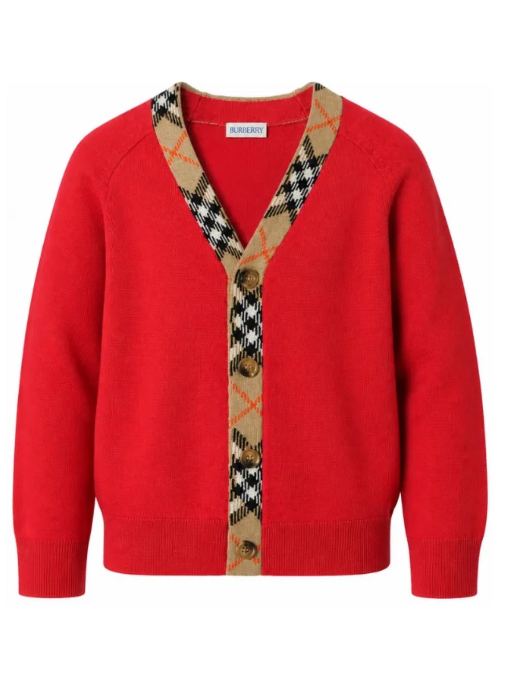 Cardigan per bambino Burberry Kids rosso con motivo Check 8130898 A4587 BURBERRY KIDS