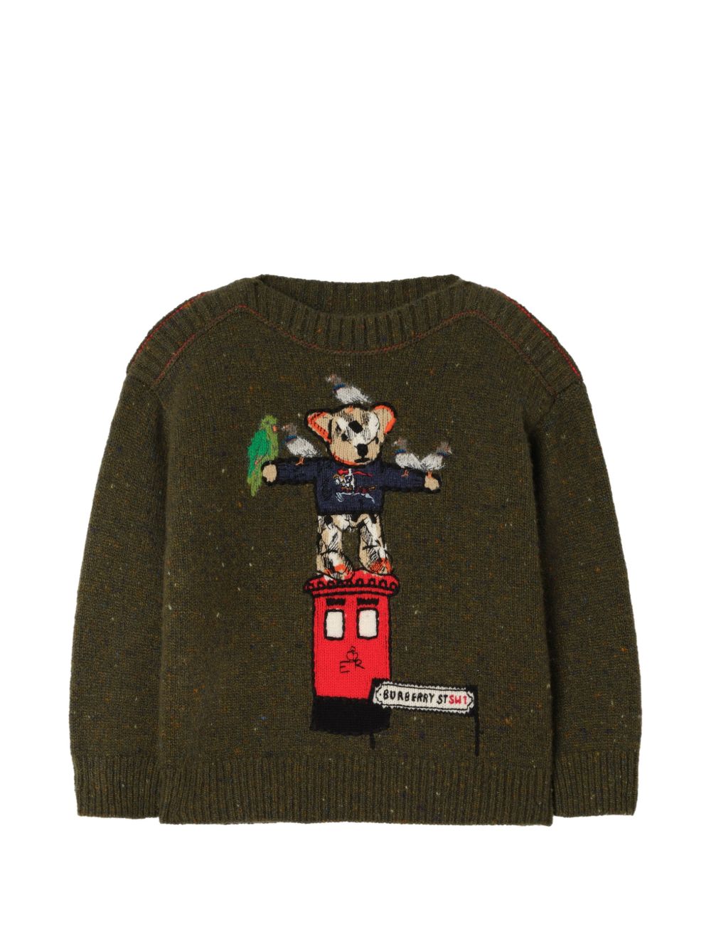Maglione per bambino Burberry Kids verde con motivo Postbox Bear 8131186 C5083 BURBERRY KIDS