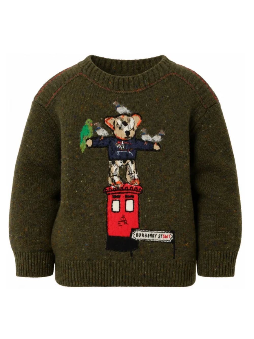 Maglione per bambino Burberry Kids verde con motivo Postbox Bear 8131186 C5083 BURBERRY KIDS