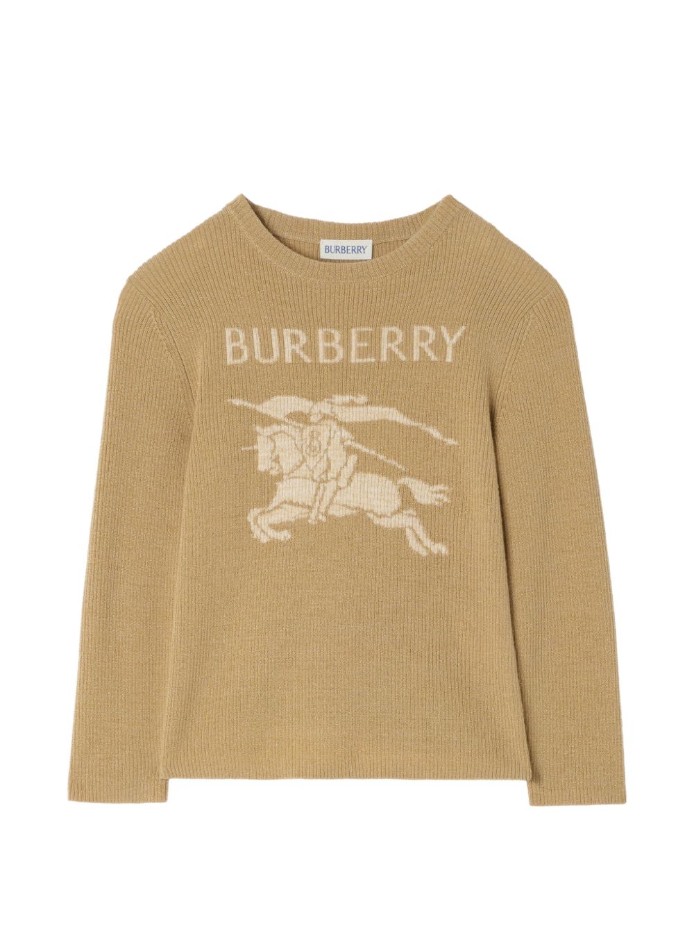 Maglione per bambina Burberry Kids beige con ricamo Equestrian Knight 8131242 B1016 BURBERRY KIDS