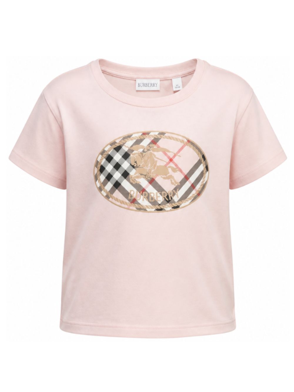 T-shirt per bambina Burberry Kids rosa con inserto con motivo Vintage Check 8131601 C2989 BURBERRY KIDS