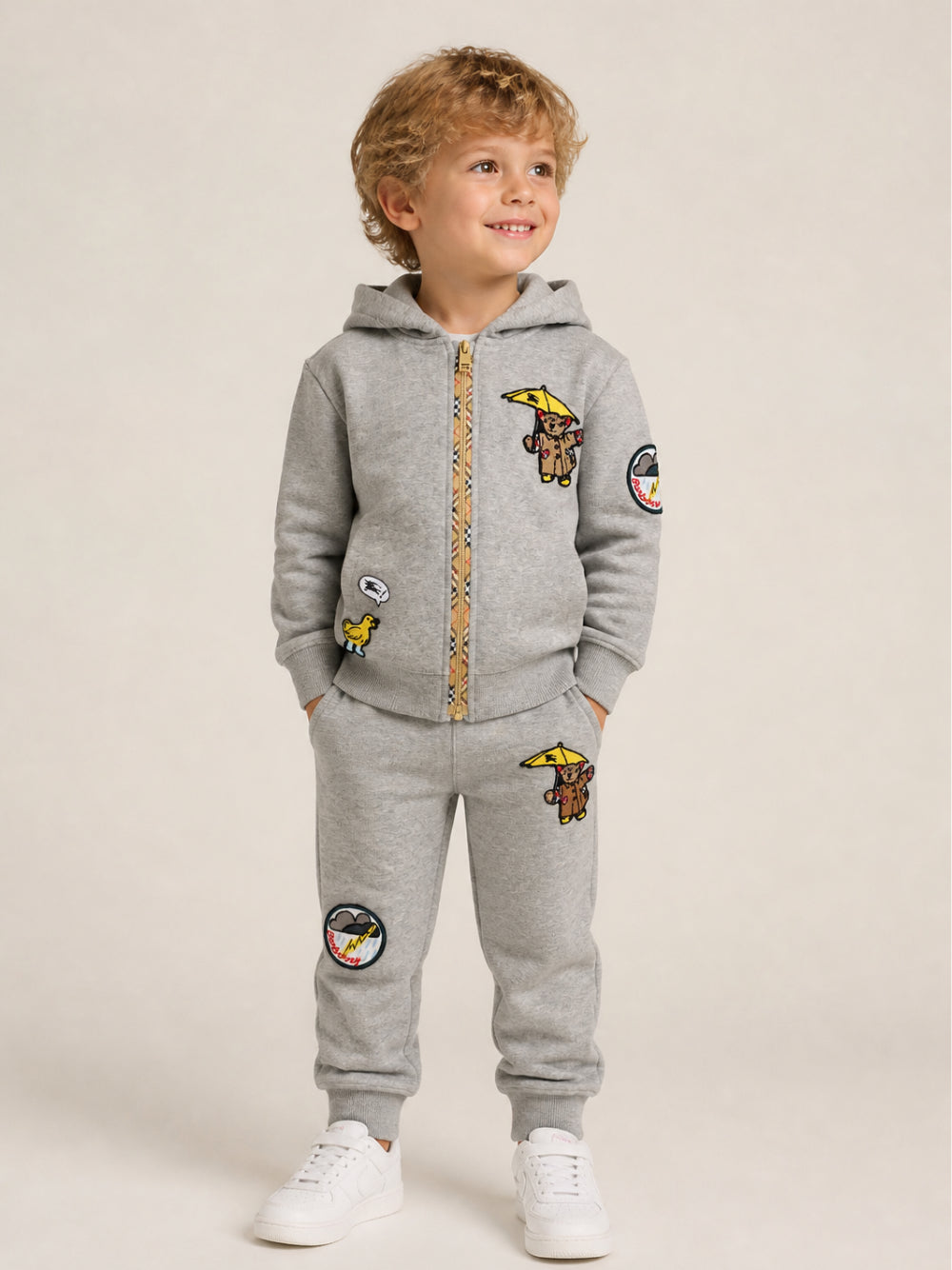 Pantaloni sportivi per bambino Burberry Kids grigi con ricamo Thomas Bear 8131996 A2142 BURBERRY KIDS