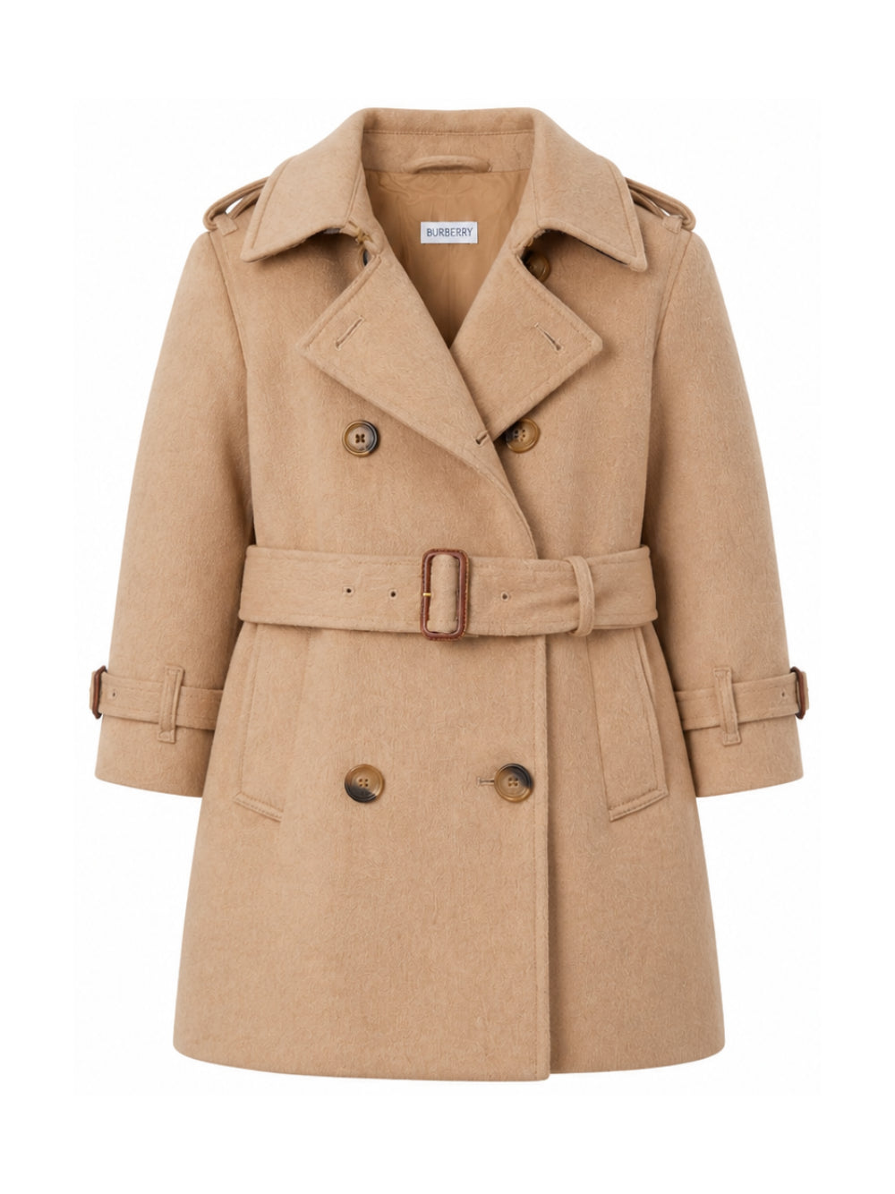 Trench per bambini Burberry Kids beige doppiopetto con cappuccio 8132748 A1420 BURBERRY KIDS