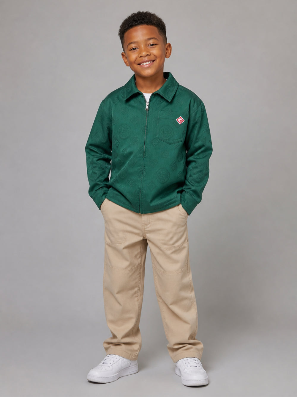 Giacca per bambino Casablanca Kids verde con monogram KPF26SH30501 GREEN CASABLANCA KIDS