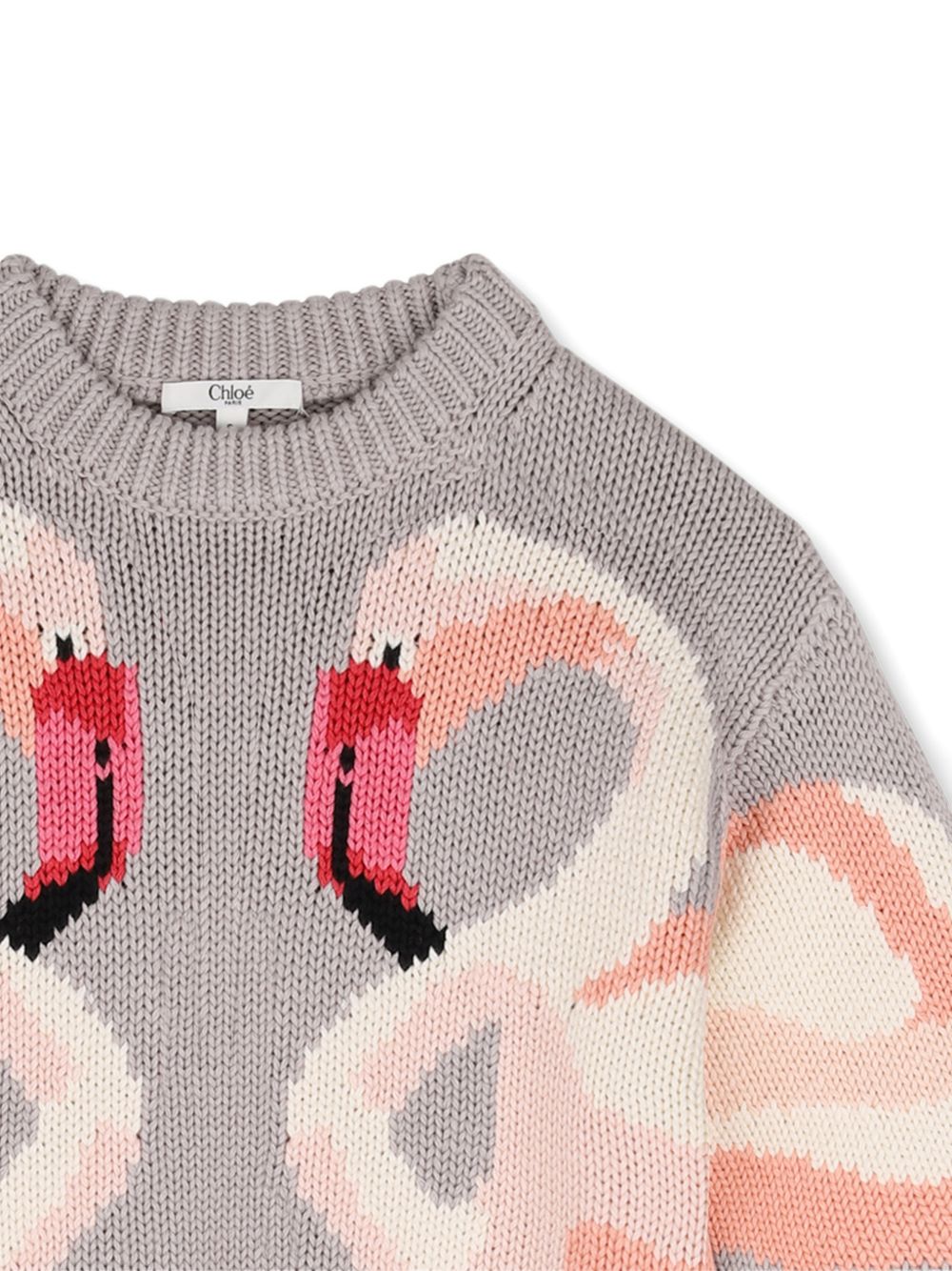 Abito per bambina Chloé Kids grigio con intarsio fenicotteri C21247 20B CHLOE' KIDS