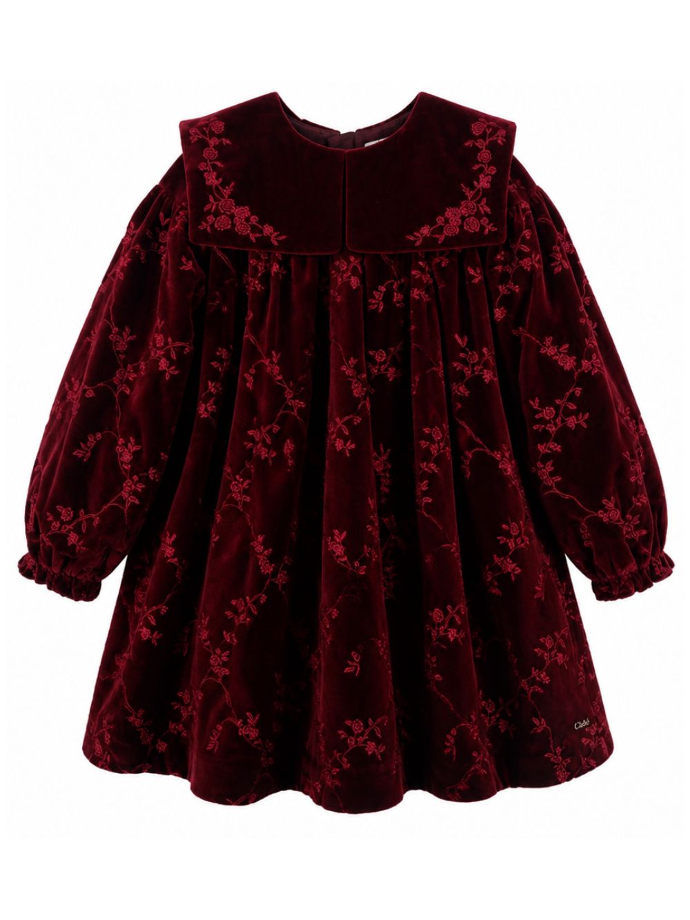 Abito per bambina Chloé Kids rosso con finitura vellutata C21248 95K CHLOE' KIDS