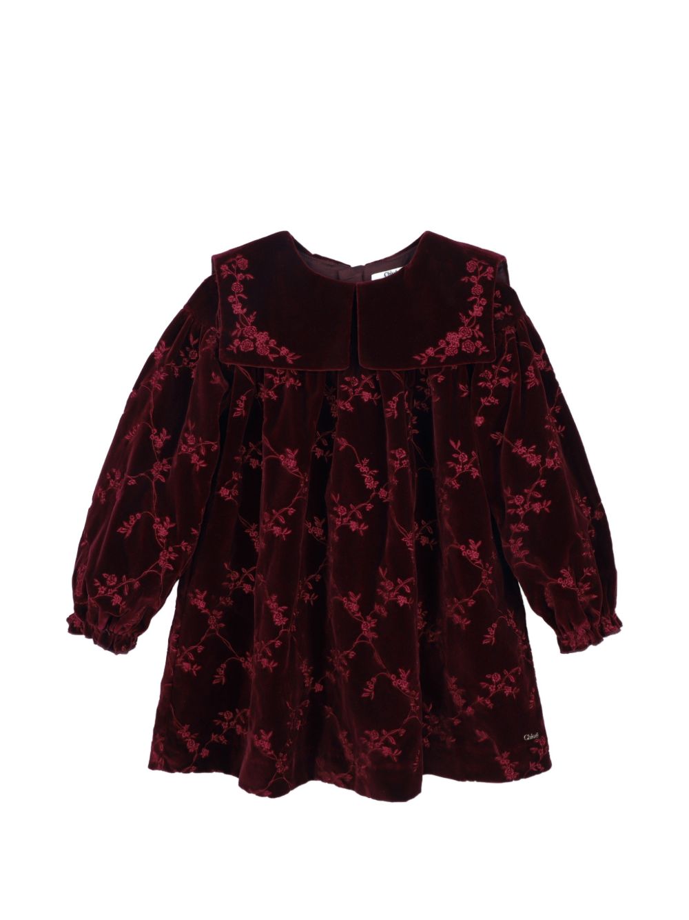 Abito per bambina Chloé Kids rosso con finitura vellutata C21248 95K CHLOE' KIDS