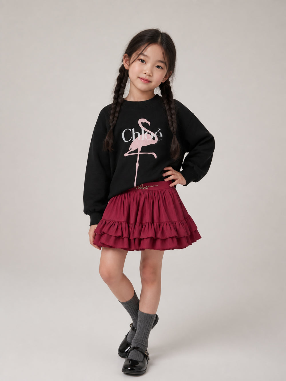Gonna per bambina Chloé Kids rosa magenta con balze C21257 48U CHLOE' KIDS