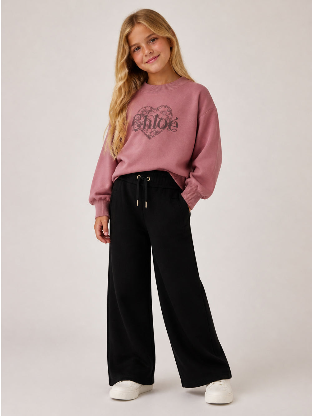 Pantaloni sportivi per bambina Chloé Kids neri con chiusura con coulisse C21265 09B CHLOE' KIDS