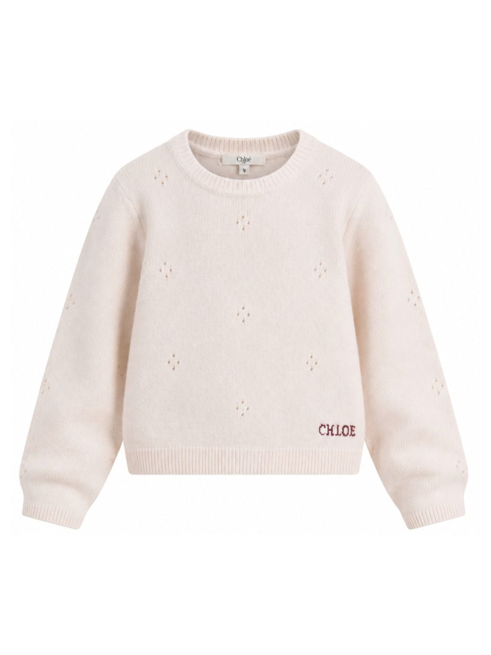 Maglione per bambina Chloé Kids beige con lavorazione pointelle C21271 148 CHLOE' KIDS