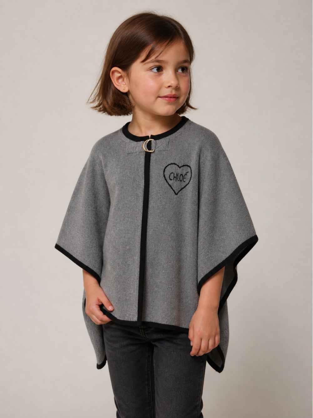 Mantella per bambina Chloé Kids grigio con ricamo C21272 A46 CHLOE' KIDS