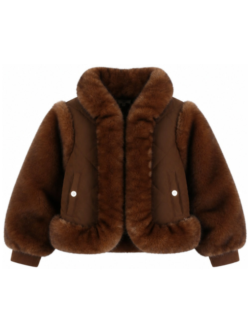 Giacca per bambina Chloé Kids marrone con pelliccia sintetica C21279 33F CHLOE' KIDS
