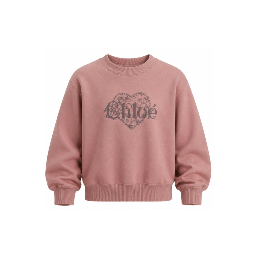 Felpa per bambina Chloé Kids rosa con logo sul davanti C21286 48W CHLOE' KIDS