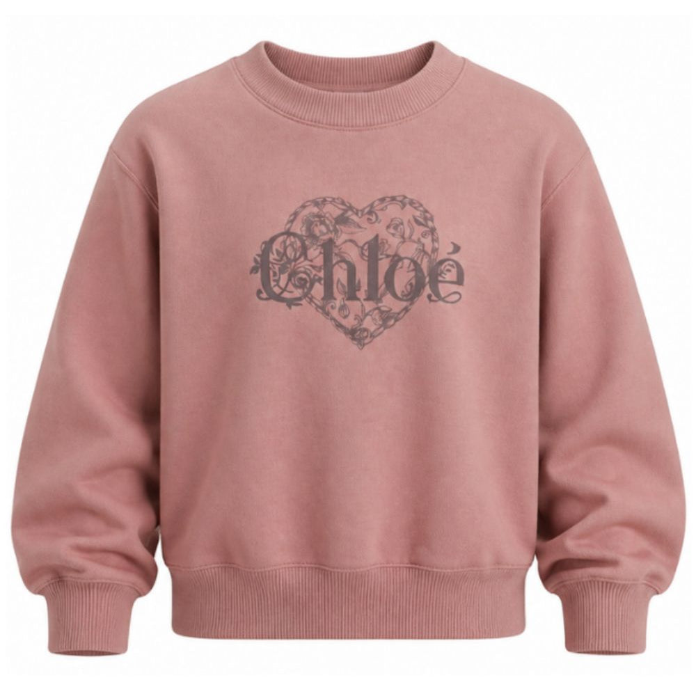 Felpa per bambina Chloé Kids rosa con logo sul davanti C21286 48W CHLOE' KIDS