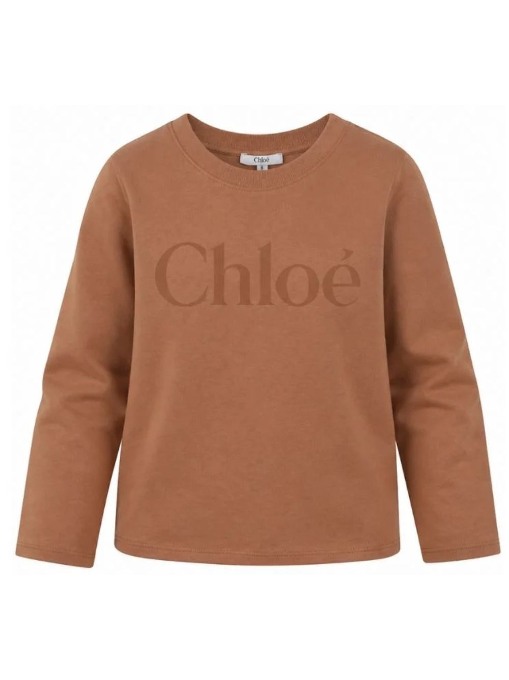 T-shirt per bambina Chloè Kids marrone con stampa logo sul davanti C21299 31F CHLOE' KIDS