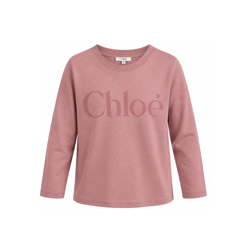 T-shirt per bambina Chloé Kids rosa con logo sul davanti C21299 48W CHLOE' KIDS