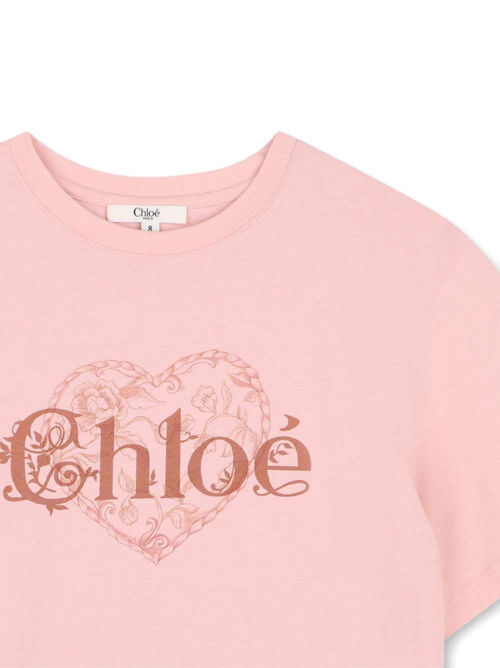 T-shirt per bambina Chloé Kids rosa con stampa con cuore C21300 461 CHLOE' KIDS